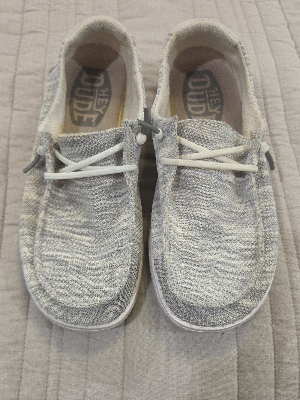 Hey Dude Women's Light Gray Knit Slip-On Wendy Sox Loafers